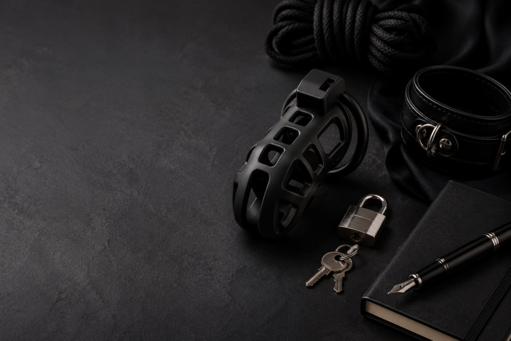 A chastity bdsm cage