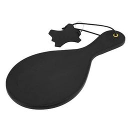 Bound Noir Nubuck Leather Paddle with Brass Stud Detail alternative
