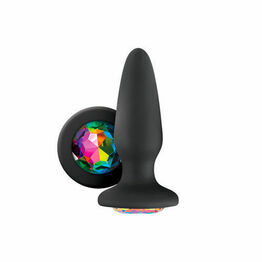 NS Novelties Glams Silicone Rainbow Gem Butt Plug Black 4 Inch
