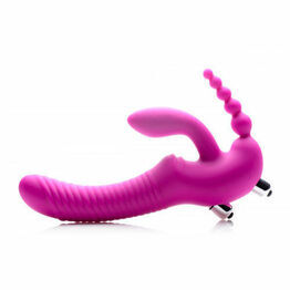 XR Brands Regal Rider Vibrating Silicone Strapless Strap On Triple G Dildo 9 Inch