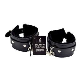 Bound to Please Furry Plush Wrist Cuffs Black alternative
