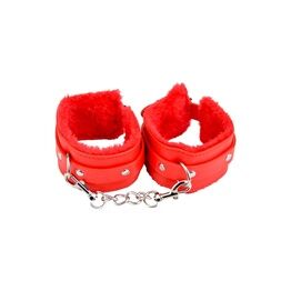 Bound to Please Furry Plush Wrist Cuffs Red