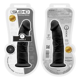 SilexD 9 inch Realistic Girthy Silicone Dual Density Dildo with Suction Cup Black alternative