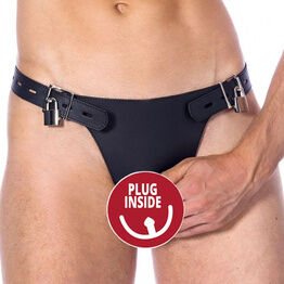 Rimba Double Leather Brief With Penis Hold And Dildo