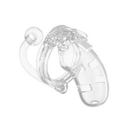 Shots Toys Man Cage 10  Male 3.5 Inch Clear Chastity Cage With Anal Plug