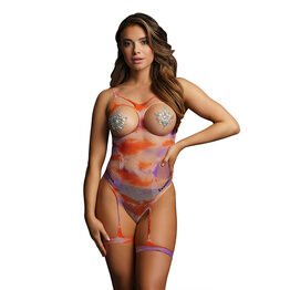 Shots Toys Le Desir Bliss Open Cup Strappy Teddy Tie Dye  UK 6 to 14