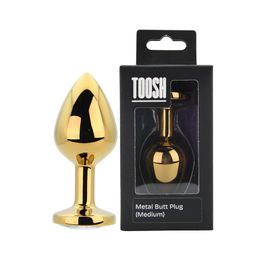 Toosh Gold Metal Butt Plug Medium Clear Stone alternative
