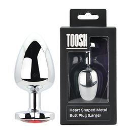 Toosh Heart Shaped Silver Butt Plug with Red Stone Large alternative