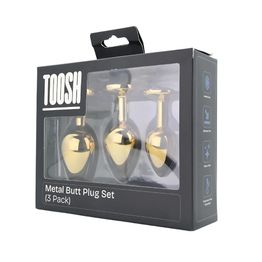 Toosh Metal Butt Plug Gold Set of 3 Clear Stone alternative