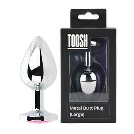 Toosh Silver Metal Butt Plug Large Pink Stone alternative