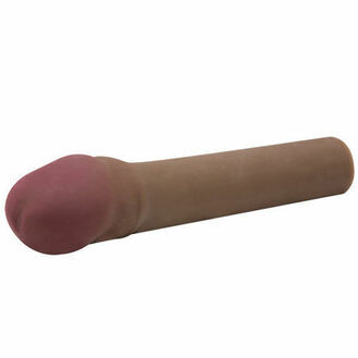 CyberSkin Vibrating 2 Inch Penis Extension Brown