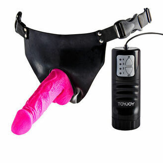 Toy Joy Pink Powergirl Strap On Vibrating Dong 6 Inch