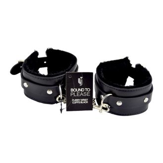 Bound to Please Furry Plush Wrist Cuffs Black alternative