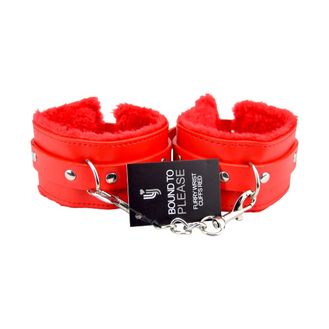 Bound to Please Furry Plush Wrist Cuffs Red alternative