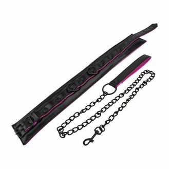 Bound to Please Pink &amp; Black Bondage Collar &amp; Leash alternative