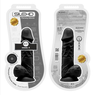SilexD 8.5 inch Realistic Silicone Dual Density Girthy Dildo with Suction Cup with Balls Black alternative