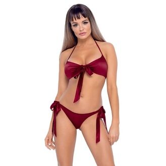 Cottelli Collection Cottelli Tie Up Bra And Briefs Set Red