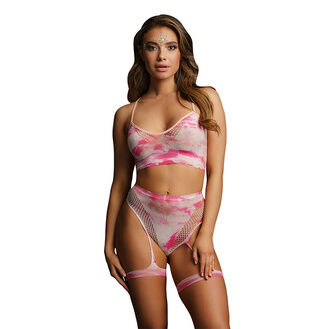 Shots Toys Le Desir Bliss 2 Piece Set With Garters Tie Dye UK 6 to 14