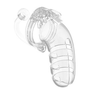 Shots Toys Man Cage 12  Male 5.5 Inch Clear Chastity Cage With Anal Plug