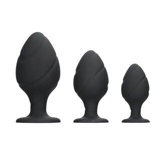 Shots Toys Ouch Silicone Swirled Butt Plug Set Black