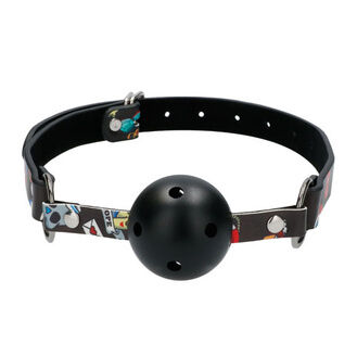 Shots Toys Ouch Breathable Ball Gag With Printed Leather Straps