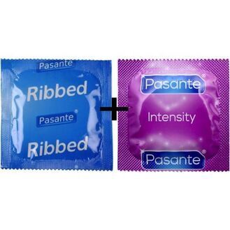 Mixed Condom Combo - Pasante Ribbed + Pasante Intensity (Ribs and dots)