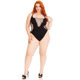Leg Avenue Shredded Thong Bodysuit Black Plus Size alternative
