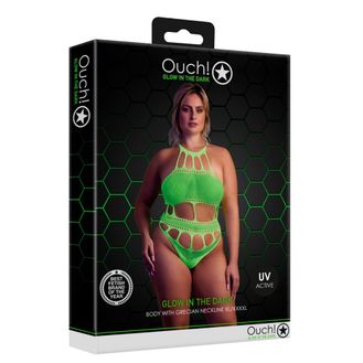 Cut Out Thong Bodysuit Neon Green Plus Size alternative