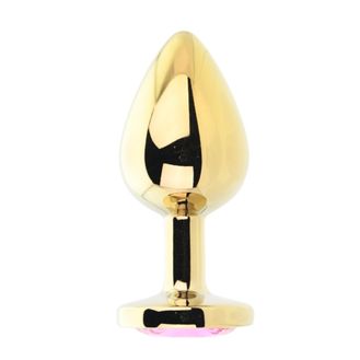 Toosh Gold Metal Butt Plug Large Pink Stone alternative