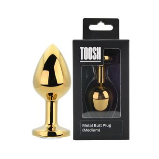 Toosh Gold Metal Butt Plug Medium Clear Stone alternative