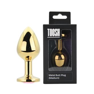 Toosh Gold Metal Butt Plug Medium Pink Stone alternative