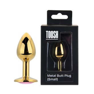 Toosh Gold Metal Butt Plug Small Pink Stone alternative