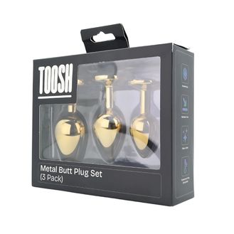 Toosh Metal Butt Plug Gold Set of 3 Clear Stone alternative