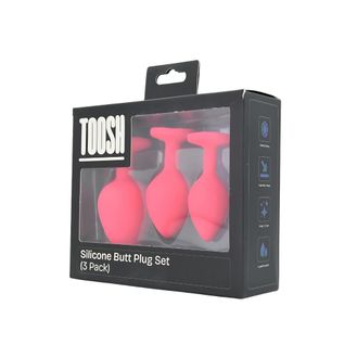 Toosh Silicone Butt Plug Pink Set of 3 Clear Stone alternative
