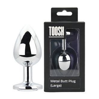 Toosh Silver Metal Butt Plug Large Clear Stone alternative