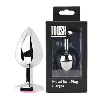 Toosh Silver Metal Butt Plug Large Pink Stone alternative