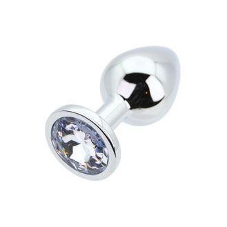 Toosh Silver Metal Butt Plug Medium Clear Stone alternative