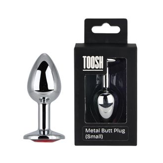 Toosh Silver Metal Butt Plug Small Red Stone alternative