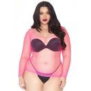 Leg Avenue Long Sleeved Industrial Net Top Neon Pink Plus Size additional 1