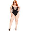 Leg Avenue Shredded Thong Bodysuit Black Plus Size additional 2