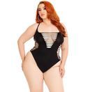 Leg Avenue Shredded Thong Bodysuit Black Plus Size additional 4