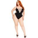 Leg Avenue Shredded Thong Bodysuit Black Plus Size additional 5