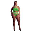 Cut Out Thong Bodysuit Neon Green Plus Size additional 1