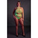 Cut Out Thong Bodysuit Neon Green Plus Size additional 4