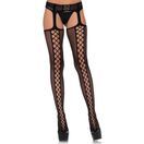 Leg Avenue Lace Up Backseam Suspender Tights Black additional 1