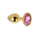 Toosh Gold Metal Butt Plug Small Pink Stone additional 6