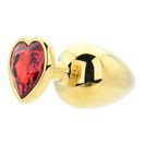 Toosh Heart Shaped Gold Butt Plug with Red Stone Large additional 5