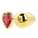 Toosh Heart Shaped Gold Butt Plug with Red Stone Large additional 4