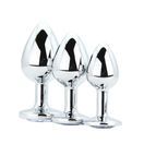 Toosh Metal Butt Plug Silver Set of 3 Clear Stone additional 6