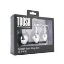 Toosh Metal Butt Plug Silver Set of 3 Clear Stone additional 3